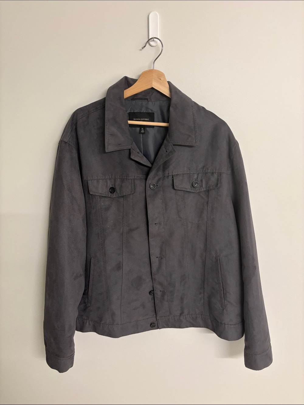 Suede-Effect Gray Men's Jacket